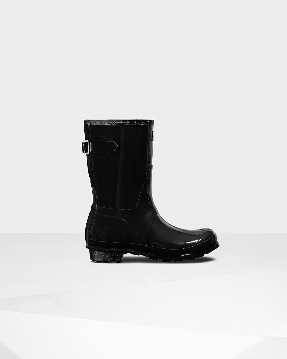 Botas De Cortas Hunter Mujer Original Back Adjustable Gloss - Negras - Argentina 2476DYGFS